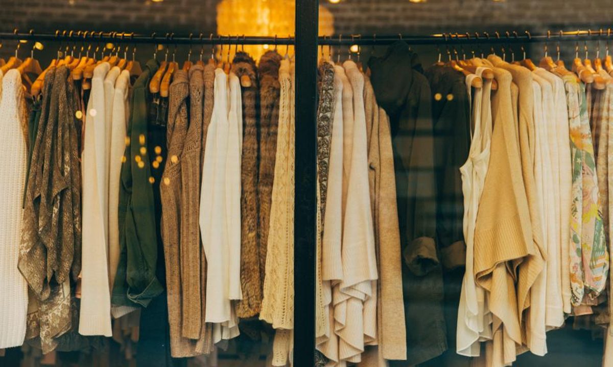Clothing rails inside a retail store